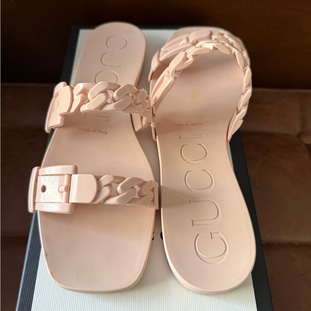 Gucci Blush Braided Slide Sandals